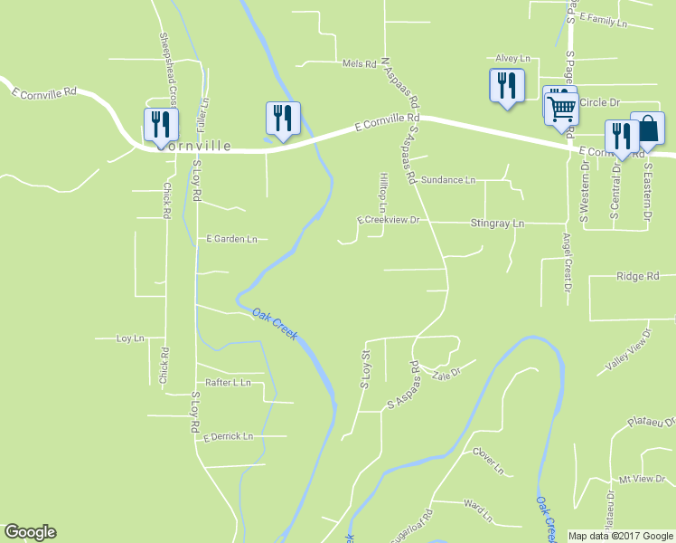 map of restaurants, bars, coffee shops, grocery stores, and more near 1480 Whatever Way in Cornville