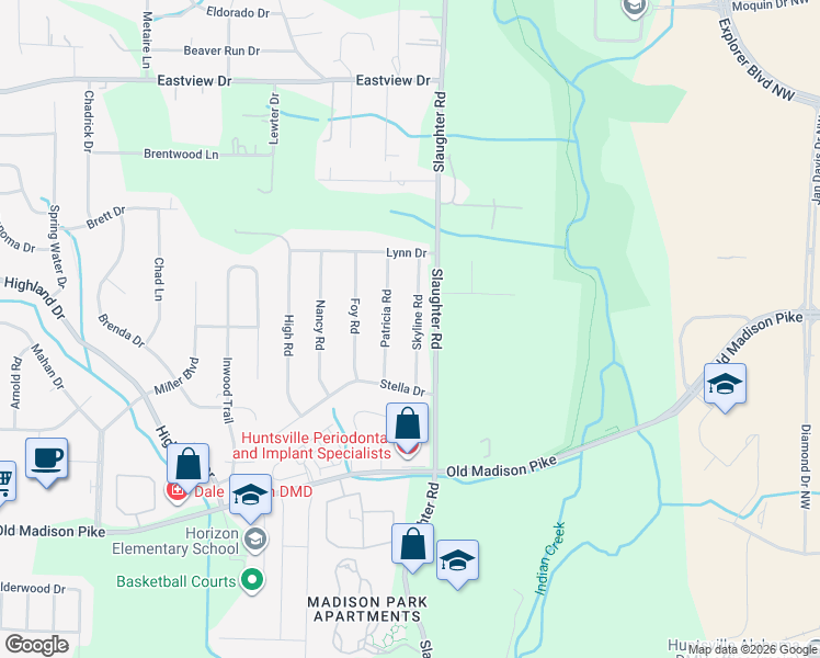 map of restaurants, bars, coffee shops, grocery stores, and more near 213 Skyline Road in Madison
