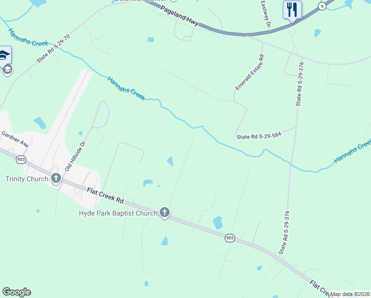 map of restaurants, bars, coffee shops, grocery stores, and more near 2131 Gunnars Ridge Road in Lancaster