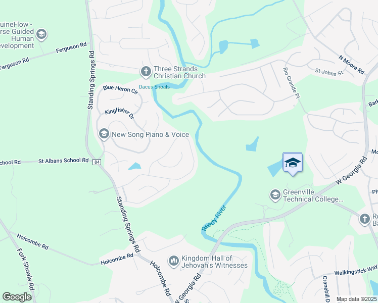 map of restaurants, bars, coffee shops, grocery stores, and more near 384 Riverdale Road in Simpsonville