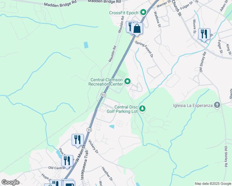 map of restaurants, bars, coffee shops, grocery stores, and more near 120 Commons Way in Central