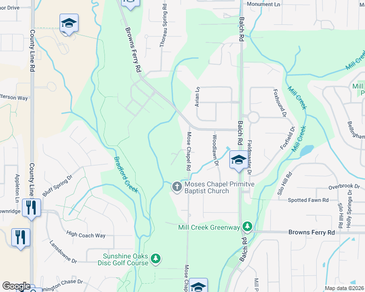 map of restaurants, bars, coffee shops, grocery stores, and more near 478 Mose Chapel Road in Madison