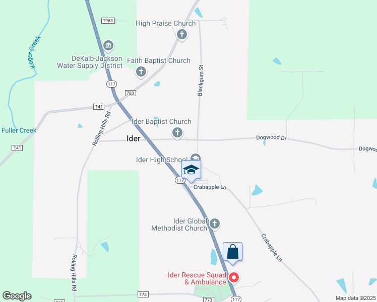 map of restaurants, bars, coffee shops, grocery stores, and more near 1064 Crabapple Lane in Ider