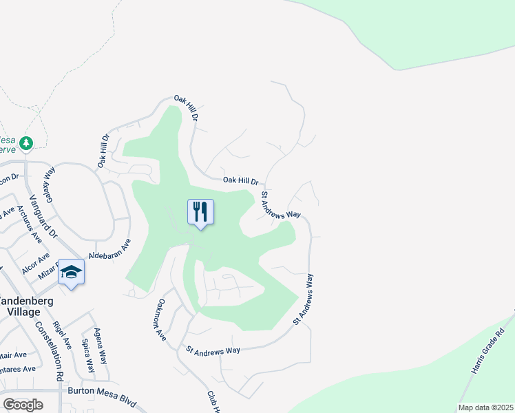 map of restaurants, bars, coffee shops, grocery stores, and more near 669 Burning Tree Way in Lompoc