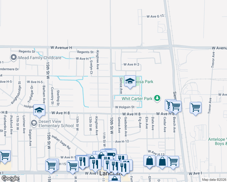 map of restaurants, bars, coffee shops, grocery stores, and more near 828 Jason Court in Lancaster
