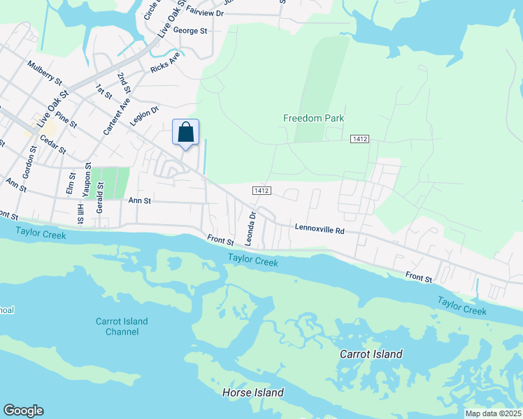map of restaurants, bars, coffee shops, grocery stores, and more near 1711 Lennoxville Road in Beaufort