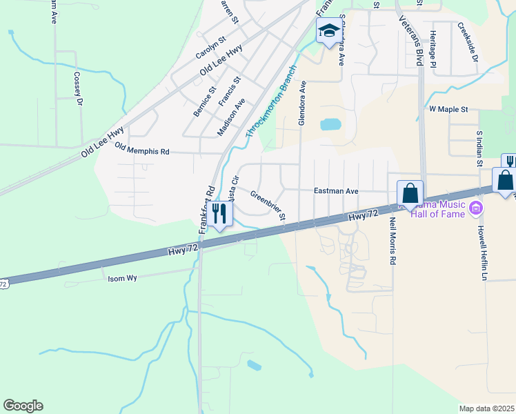 map of restaurants, bars, coffee shops, grocery stores, and more near 1408 U.S. 72 in Tuscumbia