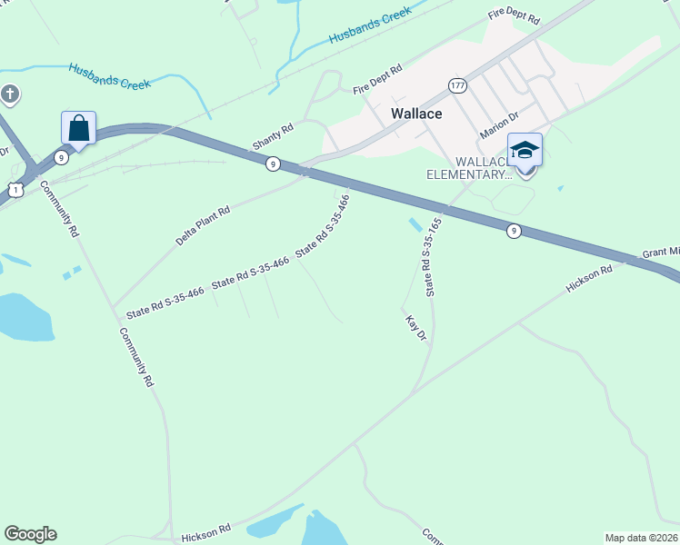 map of restaurants, bars, coffee shops, grocery stores, and more near 630 Holly Circle in Wallace