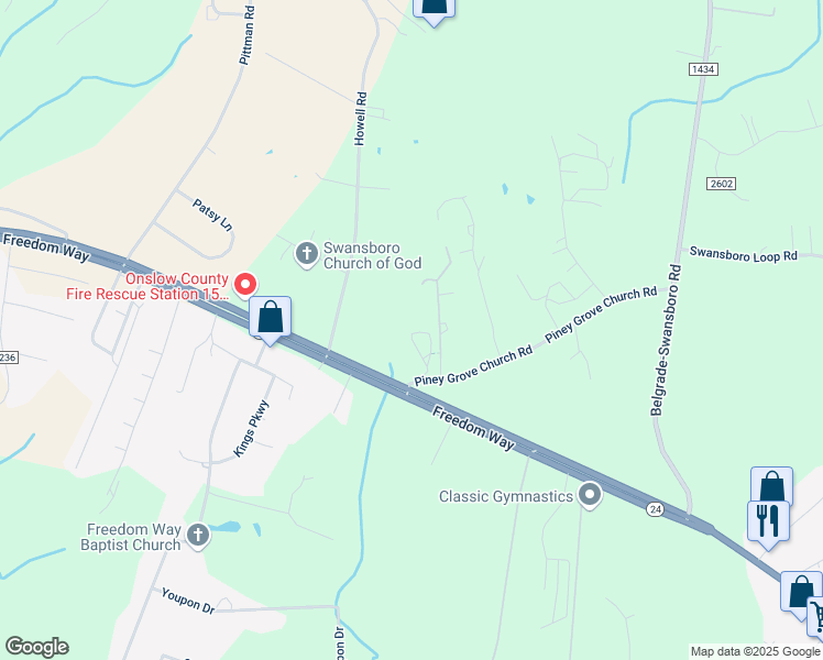 map of restaurants, bars, coffee shops, grocery stores, and more near 133 High Bluff Trail in Hubert