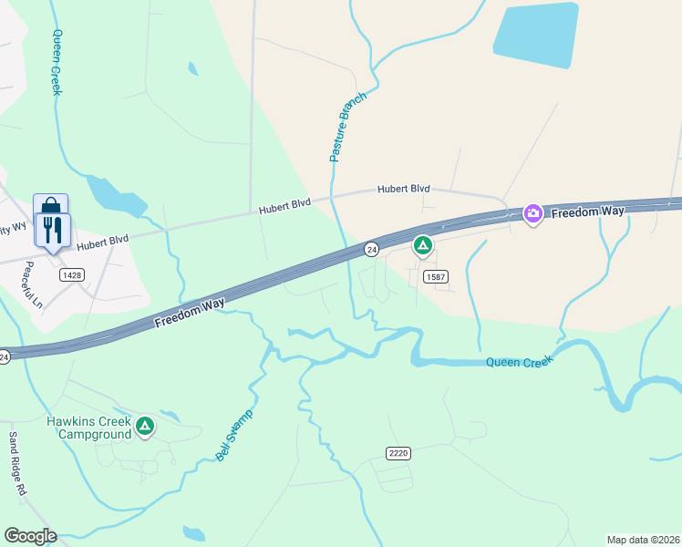 map of restaurants, bars, coffee shops, grocery stores, and more near 169 Waterfront Road in Hubert