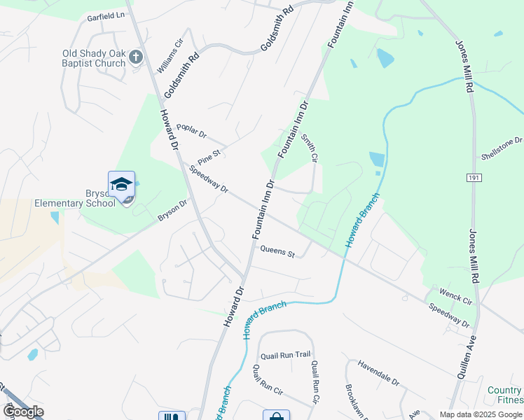 map of restaurants, bars, coffee shops, grocery stores, and more near 418 Fountain Inn Drive in Fountain Inn