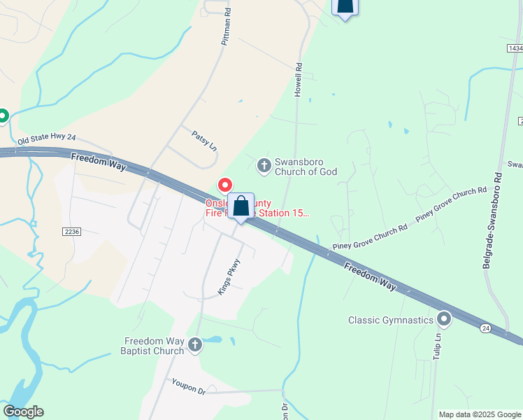 map of restaurants, bars, coffee shops, grocery stores, and more near 3819 Freedom Way in Hubert