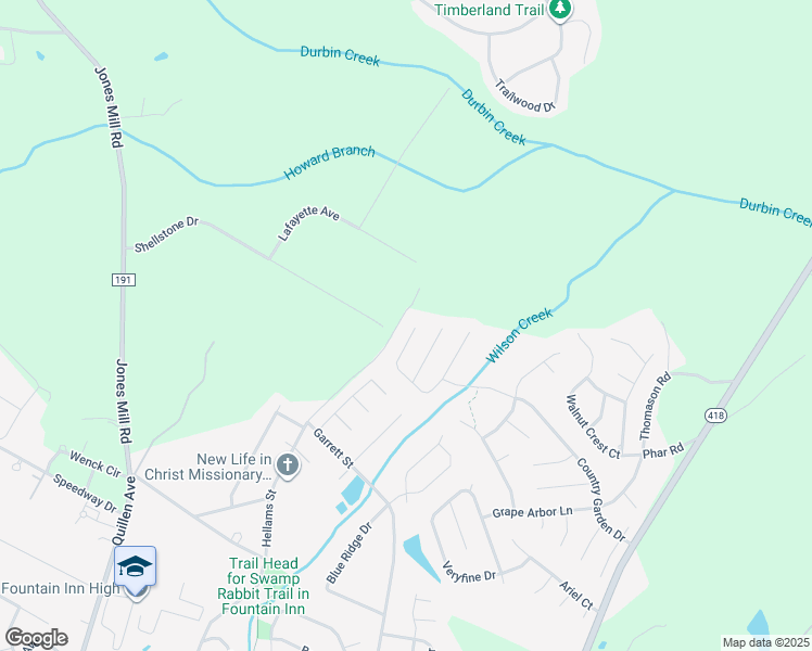 map of restaurants, bars, coffee shops, grocery stores, and more near 1923 Country Apple Court in Fountain Inn