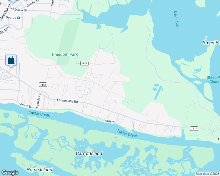map of restaurants, bars, coffee shops, grocery stores, and more near 185 Chadwick Road in Beaufort
