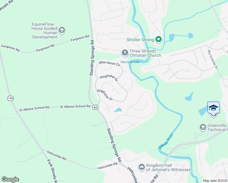 map of restaurants, bars, coffee shops, grocery stores, and more near 1 Grackle Court in Simpsonville