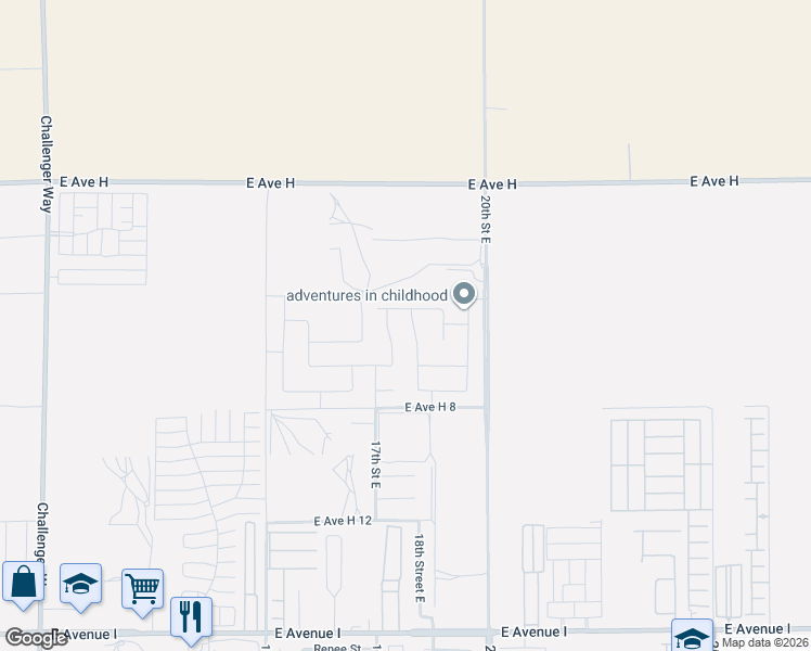 map of restaurants, bars, coffee shops, grocery stores, and more near 45731 Chama Drive in Lancaster