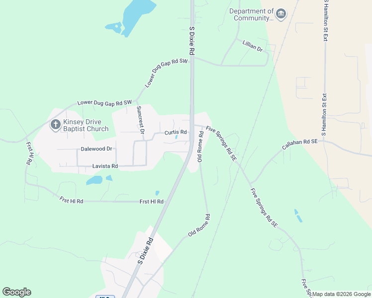 map of restaurants, bars, coffee shops, grocery stores, and more near 2908 South Dixie Highway in Dalton