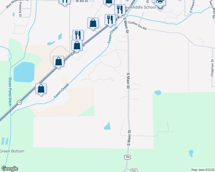 map of restaurants, bars, coffee shops, grocery stores, and more near 874 South Main Street in Ripley