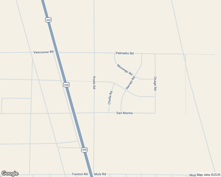 map of restaurants, bars, coffee shops, grocery stores, and more near Frontera Road in Helendale