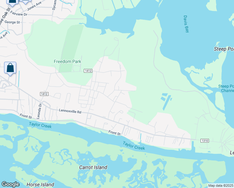 map of restaurants, bars, coffee shops, grocery stores, and more near 185 Chadwick Road in Beaufort
