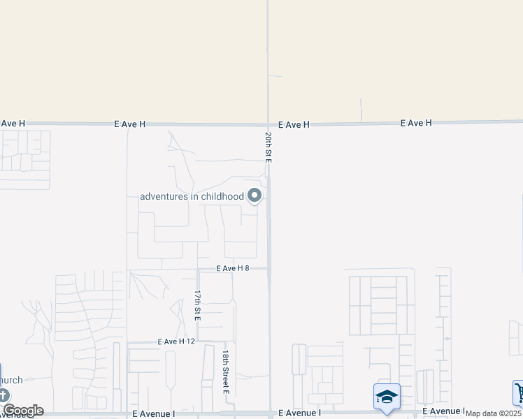 map of restaurants, bars, coffee shops, grocery stores, and more near 45740 Palm Lane in Lancaster