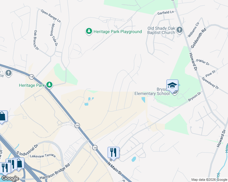 map of restaurants, bars, coffee shops, grocery stores, and more near 206 Twilight Place in Simpsonville