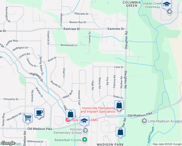 map of restaurants, bars, coffee shops, grocery stores, and more near 230 High Road in Madison