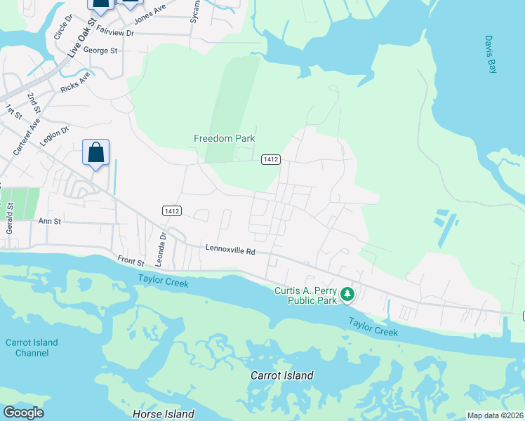 map of restaurants, bars, coffee shops, grocery stores, and more near 112 Jefferson Street in Beaufort