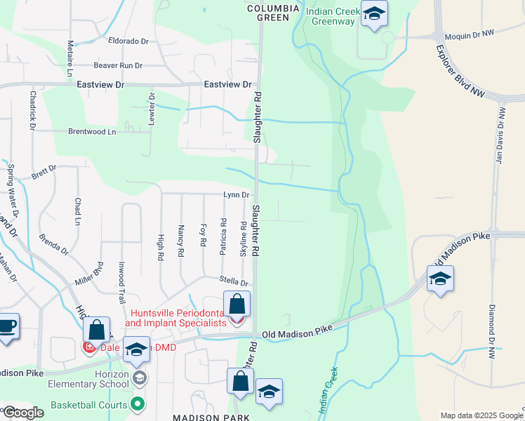 map of restaurants, bars, coffee shops, grocery stores, and more near 683 Slaughter Road in Madison