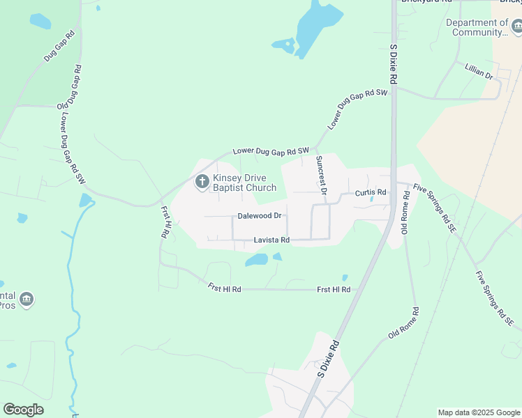 map of restaurants, bars, coffee shops, grocery stores, and more near 406 Dalewood Drive in Dalton