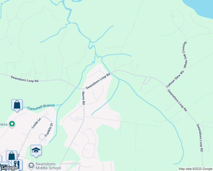 map of restaurants, bars, coffee shops, grocery stores, and more near 124 Hidden Creek Drive in Swansboro