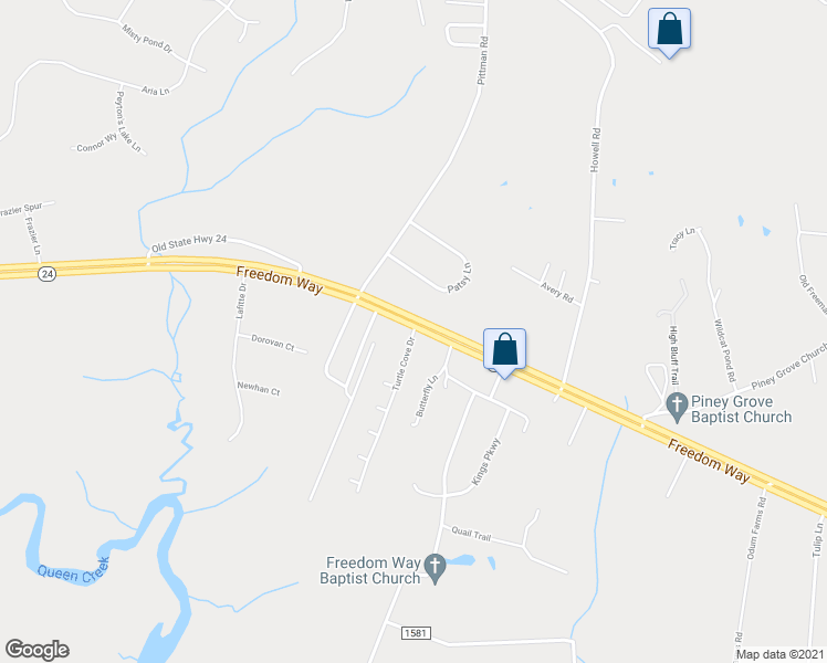 map of restaurants, bars, coffee shops, grocery stores, and more near 103 Turtle Cove Drive in Hubert