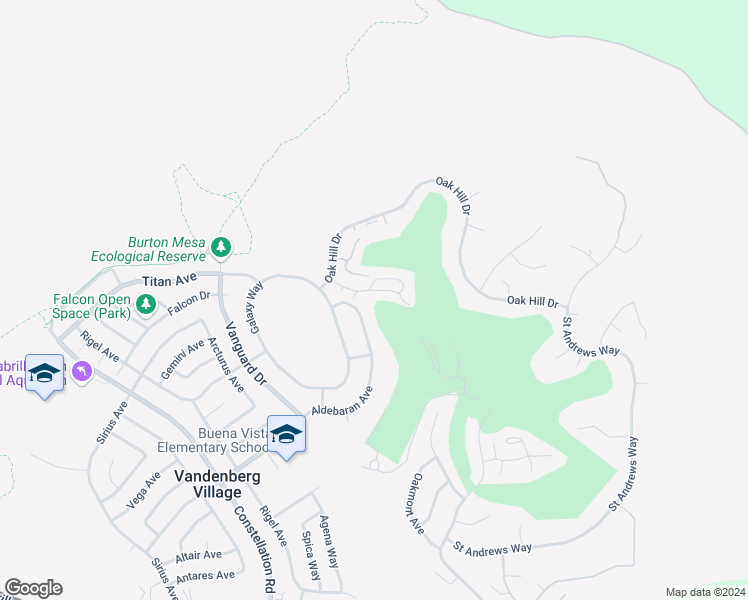 map of restaurants, bars, coffee shops, grocery stores, and more near 24 Stanford Circle in Lompoc