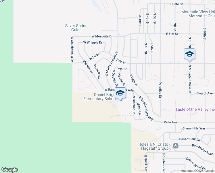 map of restaurants, bars, coffee shops, grocery stores, and more near 70-88 W Rancho Vista Way in Cottonwood