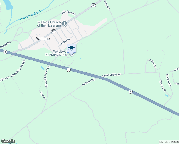 map of restaurants, bars, coffee shops, grocery stores, and more near 3572 County Road 52 in Wallace
