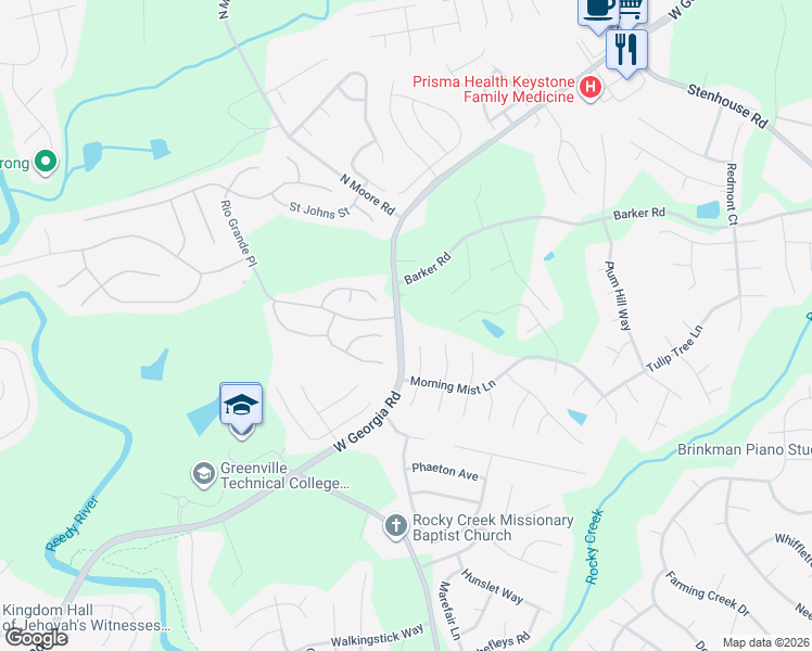 map of restaurants, bars, coffee shops, grocery stores, and more near 411 Eelgrass Court in Simpsonville