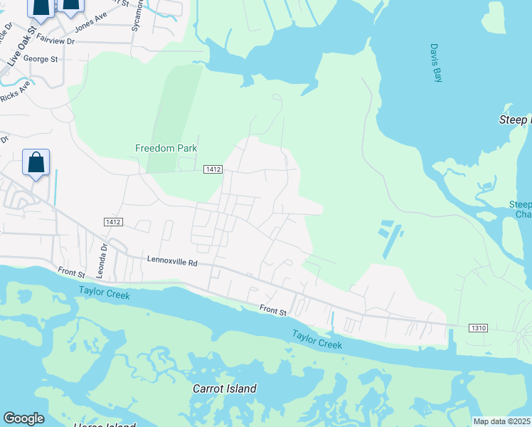 map of restaurants, bars, coffee shops, grocery stores, and more near 185 Chadwick Road in Beaufort