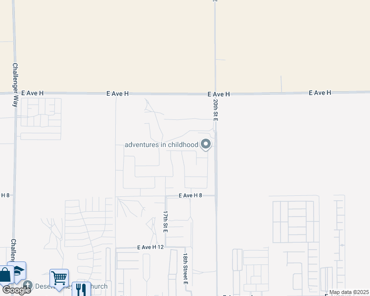 map of restaurants, bars, coffee shops, grocery stores, and more near 1749 East Avenue H-5 in Lancaster