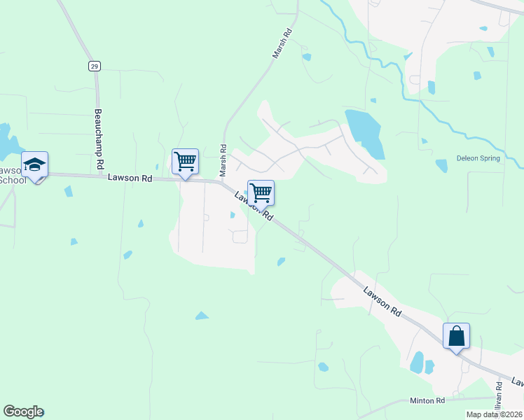map of restaurants, bars, coffee shops, grocery stores, and more near 18501 Lawson Road in Little Rock