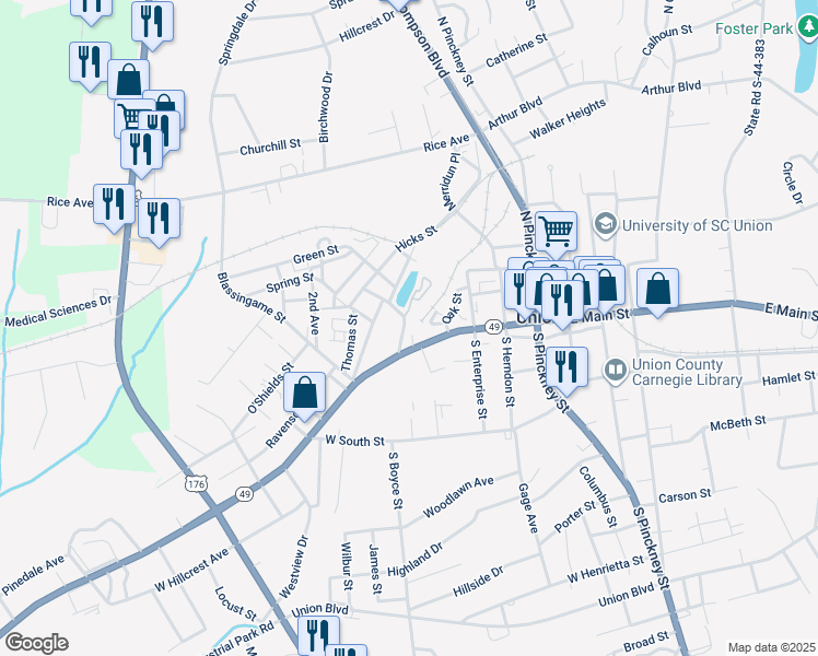 map of restaurants, bars, coffee shops, grocery stores, and more near 120 Boyce Street in Union