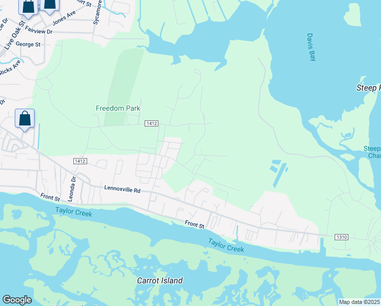 map of restaurants, bars, coffee shops, grocery stores, and more near 321 Goldeneye Court in Beaufort