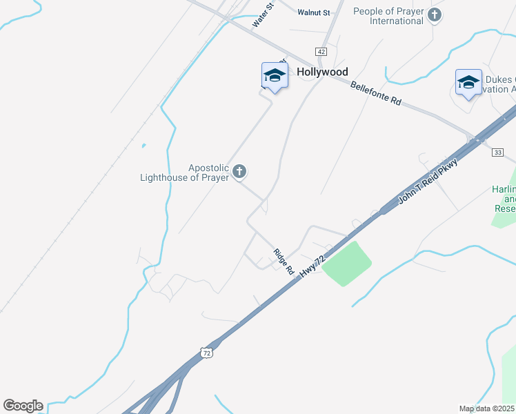 map of restaurants, bars, coffee shops, grocery stores, and more near 338 Ridge Road in Hollywood