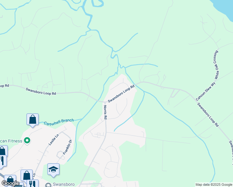 map of restaurants, bars, coffee shops, grocery stores, and more near 552 Swansboro Loop Road in Swansboro
