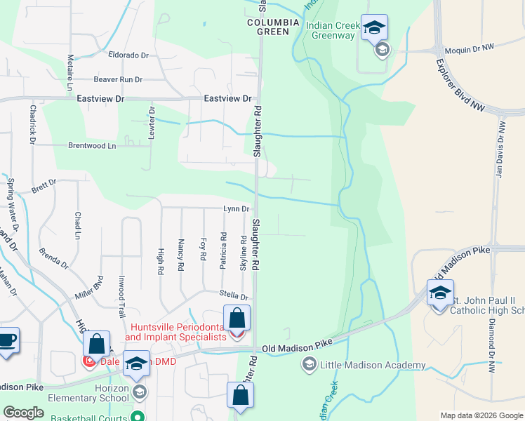 map of restaurants, bars, coffee shops, grocery stores, and more near 709 Slaughter Road in Madison