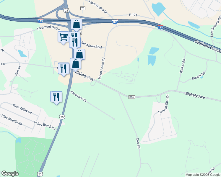 map of restaurants, bars, coffee shops, grocery stores, and more near 120 Blakely Avenue in Piedmont
