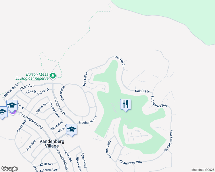 map of restaurants, bars, coffee shops, grocery stores, and more near 52 Stanford Circle in Lompoc