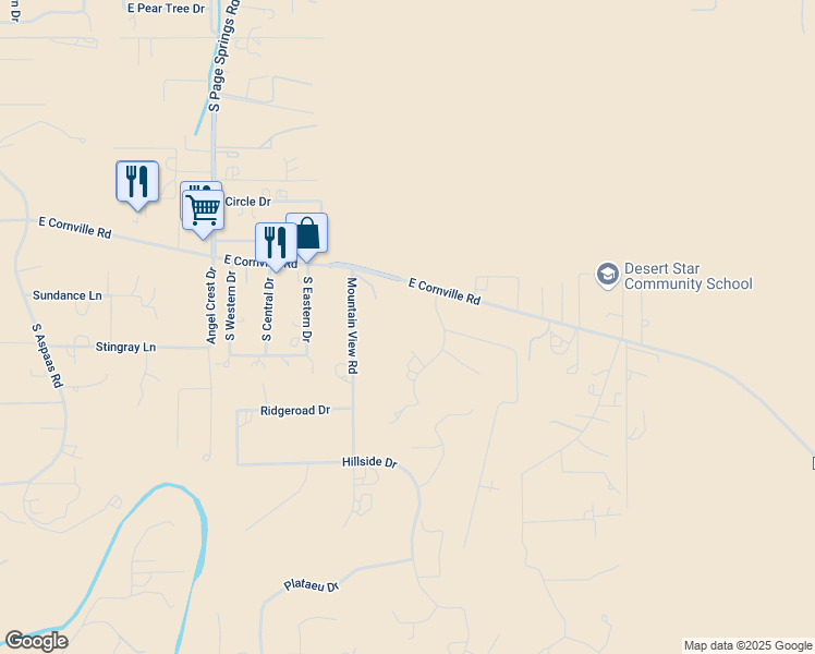 map of restaurants, bars, coffee shops, grocery stores, and more near 1301-1393 Solair Drive in Cornville