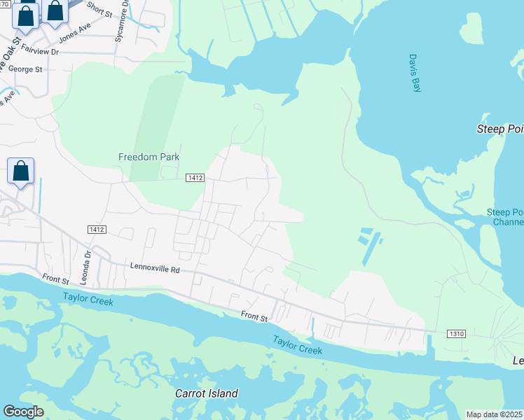 map of restaurants, bars, coffee shops, grocery stores, and more near 101 Conway Road in Beaufort