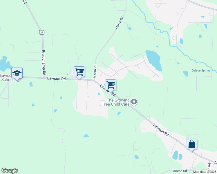 map of restaurants, bars, coffee shops, grocery stores, and more near 18500 Lawson Road in Little Rock
