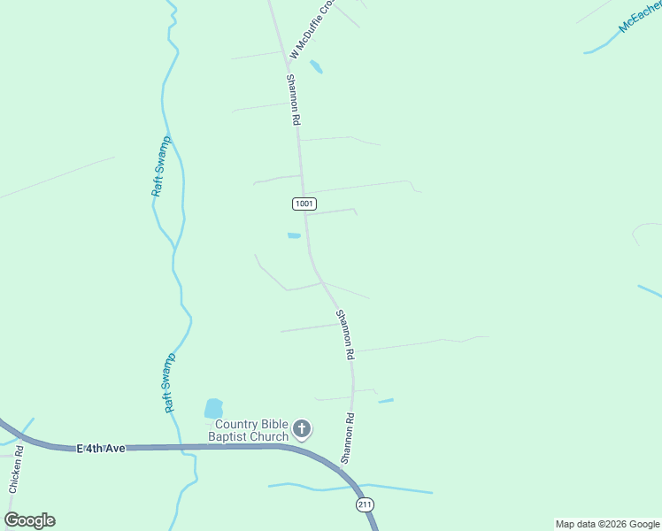 map of restaurants, bars, coffee shops, grocery stores, and more near 538 Shannon Road in Lumberton